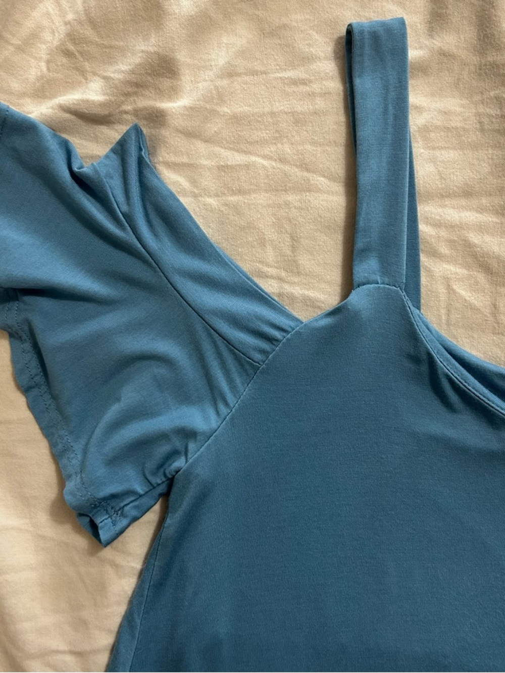 Good Luck Gem Dusty Blue Cold-Shoulder Tank - Picture 3 of 9